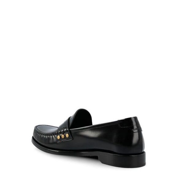 Men's Smooth Leather Almond Toe Loafers in Nero - Picture 3 of 4